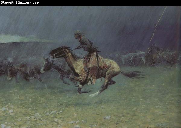 Frederic Remington The Stampede by Lightning (mk43)